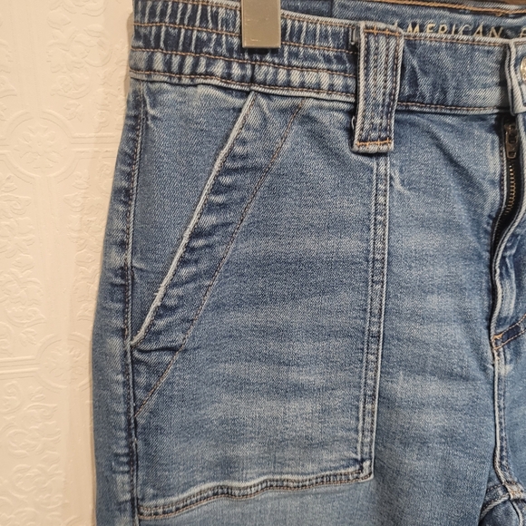 AE Stretch Super High Waisted Ankle Straight Cargo Jean - Picture 7 of 14